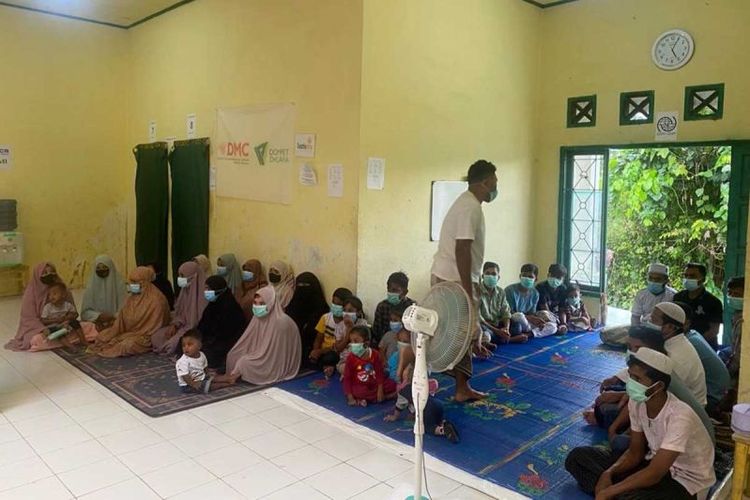 Pengungsi Rohingya yang ditampung di Gedung SKB Cot Gapu, Kabupaten Bireuen, Aceh.  
