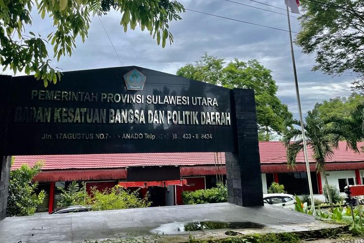 Kantor Badan Kesatuan Bangsa dan Politik Daerah Provinsi Sulawesi Utara, Jalan 17 Agustus No 7, Teling Atas, Kevamatan Wanea, Manado, Rabu (27/4/2022).