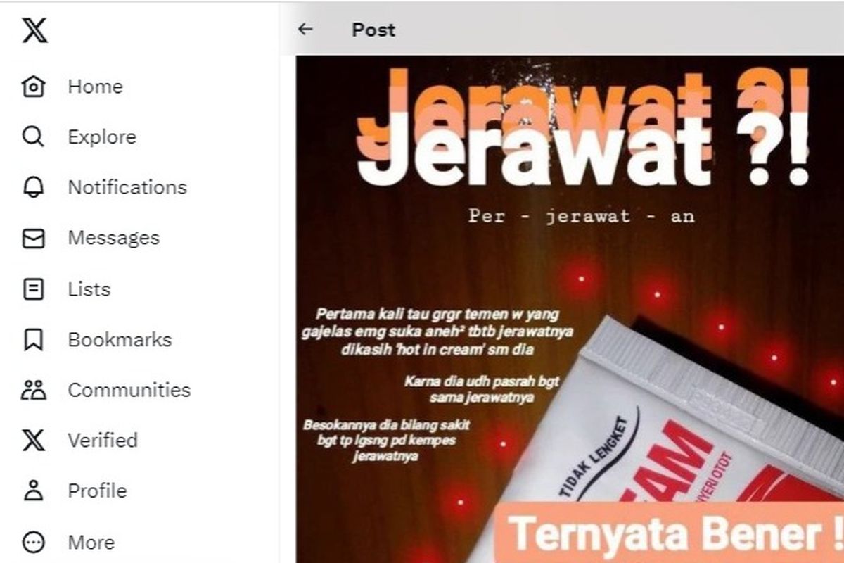 Tangkapan layar soal salep pereda nyeri digunakan untuk mengobati jerawat.