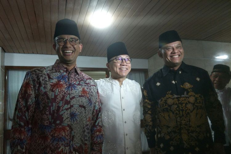 Anies Baswedan dan Gatot Nurmantyo bersama Ketua Umum PAN Zulkifli Hasan