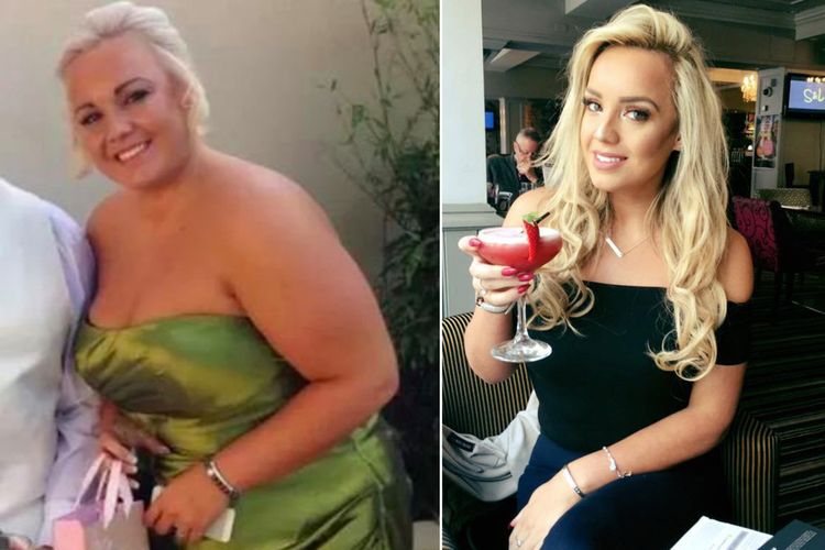 Jenifer Atkin sebelum (kiri) dan setelah (kanan) berhasil menurunkan berat badan