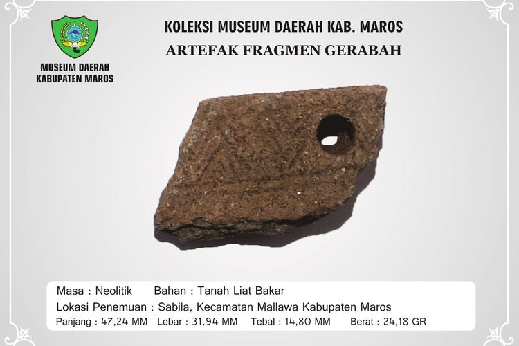 Salah satu koleksi benda purbakala Museum Daerah Maros.