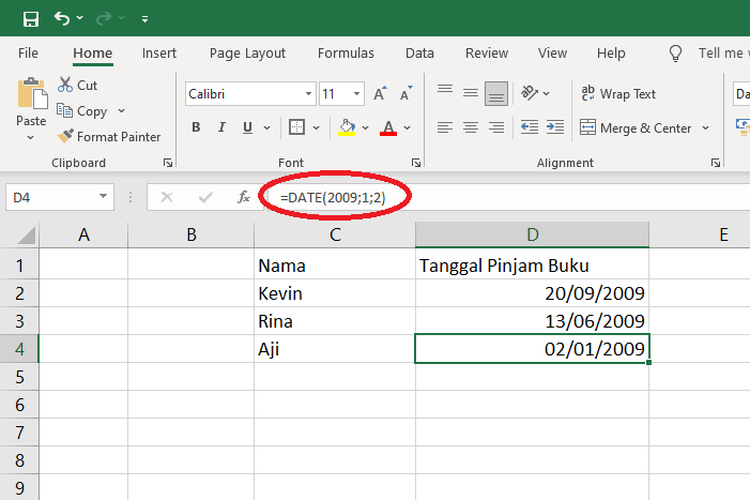 Cara menggunakan rumus DATE di Microsoft Excel.
