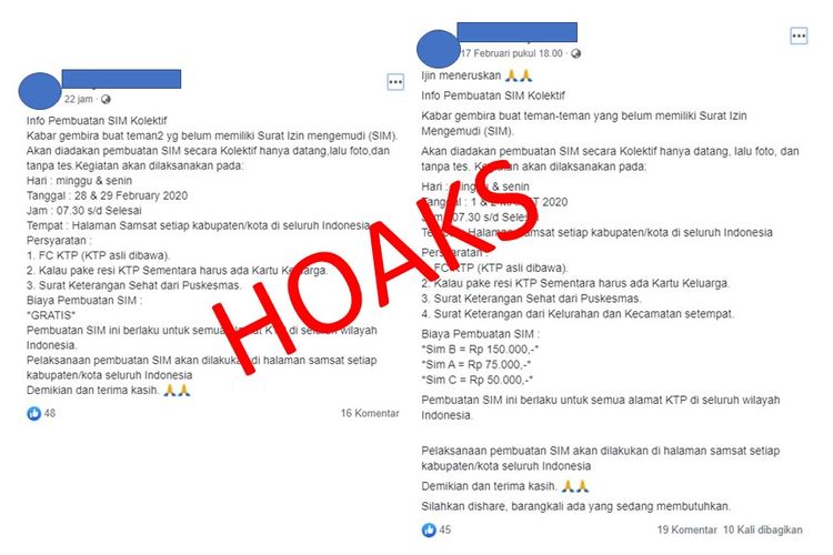 [HOAKS] Pembuatan SIM Kolektif Di Sejumlah Wilayah