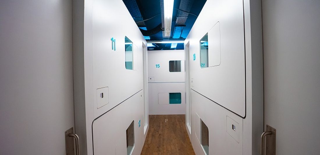 Salah satu area di hotel kapsul milik Bobobox yang berlokasi di Jalan Slamet Riyadi, Solo.