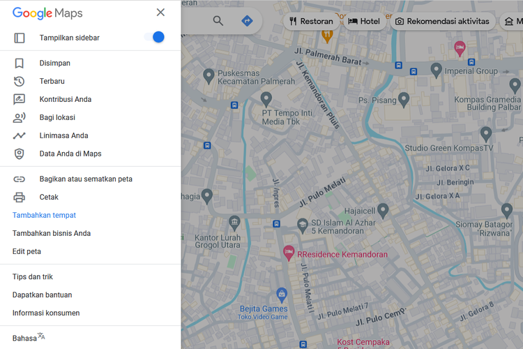 Ilustrasi cara membuat alamat rumah kita ada di Google Maps lewat PC.
