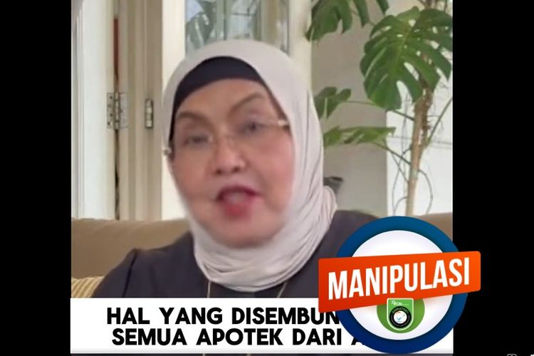 Tangkapan layar Facebook, video yang mengeklaim Siti Fadilah Supari mempromosikan obat nyeri sendi 