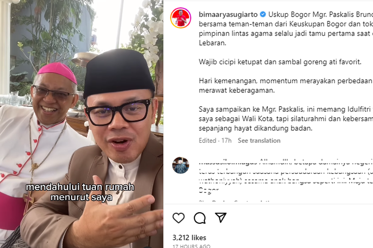 Wali Kota Bogor Bima Arya selalu disambut tokoh lintas agama selepas melaksanakan shalat id di kediamannya.