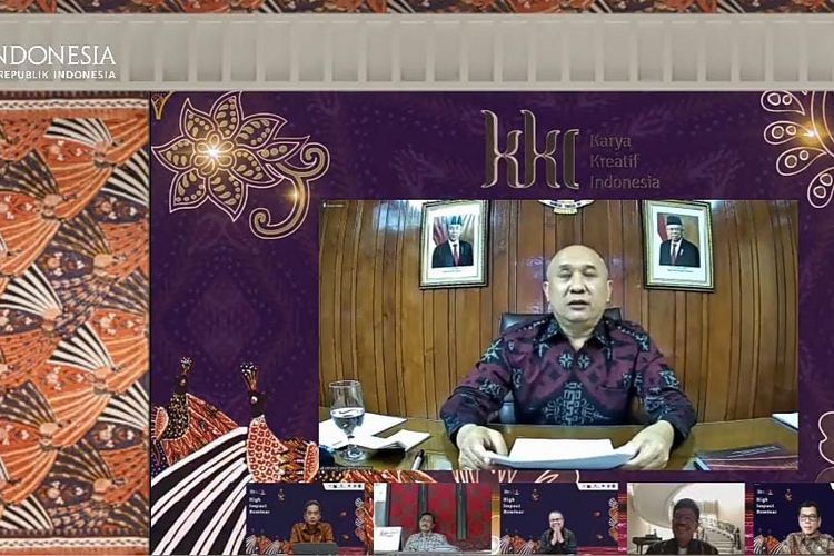 Menteri Koperasi dan UKM (Menkop UKM) Teten Masduki dalam acara Karya Kreatif Indonesia yang disiarkan secara virtual, Minggu (30/8/2020).  (Tangkapan Layar)