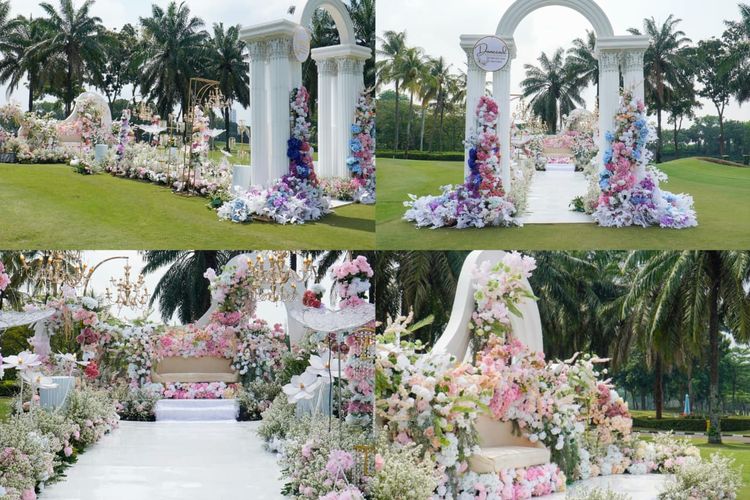 Inspirasi dekorasi pesta pernikahan bertema outdoor dalam acara Jababeka Wedding Expo 2025.