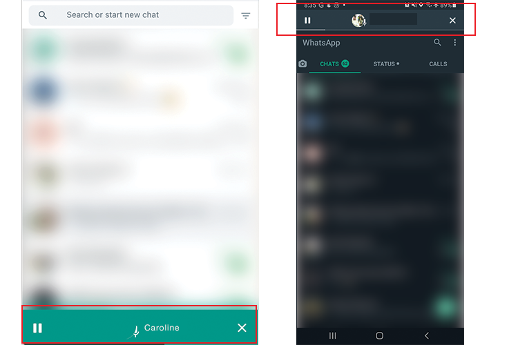 Hasil tangkapan layar fitur voice note Whatsapp (KOMPAS.com/Caroline Saskia)