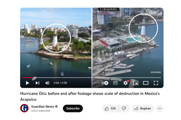 Tangkapan layar video The Guardian, dampak Badai Otis di Acapulco, Meksiko