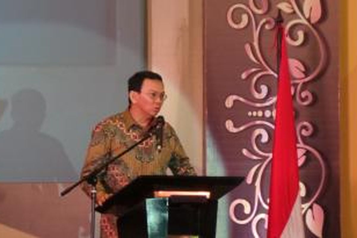 Gubernur DKI Jakarta Basuki Tjahaja Purnama membuka Rakerda REI (Real Estate Indonesia) DKI, di Hotel Ritz Carlton, Selasa (1/12/2015).