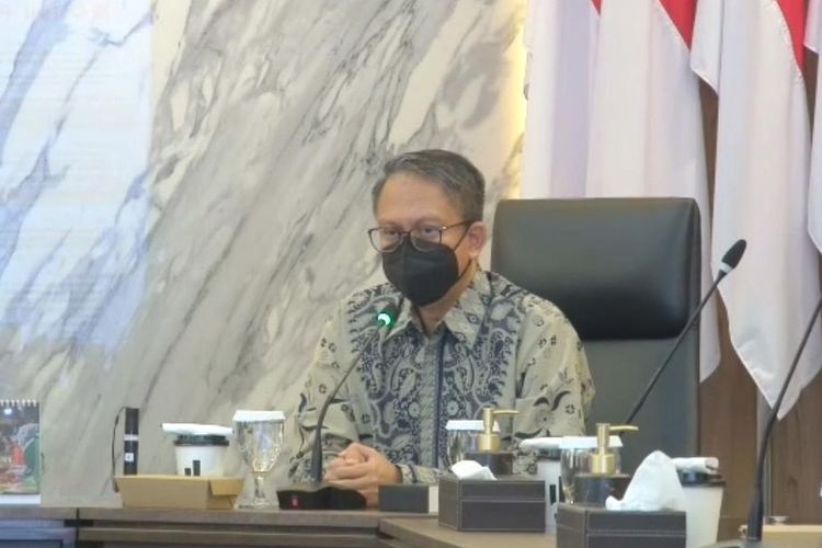 Co-Sherpa G20 Indonesia, Edi Prio Pambudi menjelaskan macam-macam agenda prioritas Sherpa Track Presidensi G20 Indonesia dalam konferensi pers, Jumat (18/2/2022).