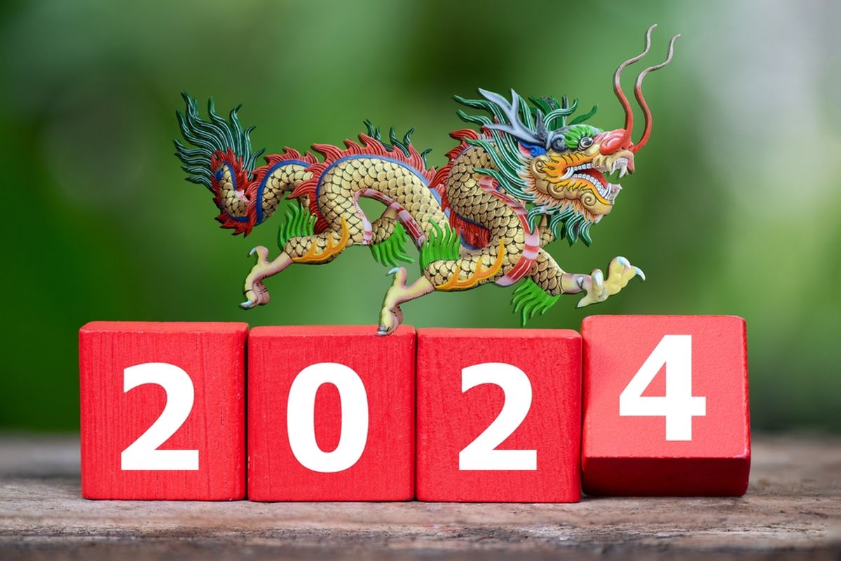 Ilustrasi Tahun Naga Kayu. Tahun 2024 adalah Tahun Naga Kayu menurut penanggalan Tionghoa.