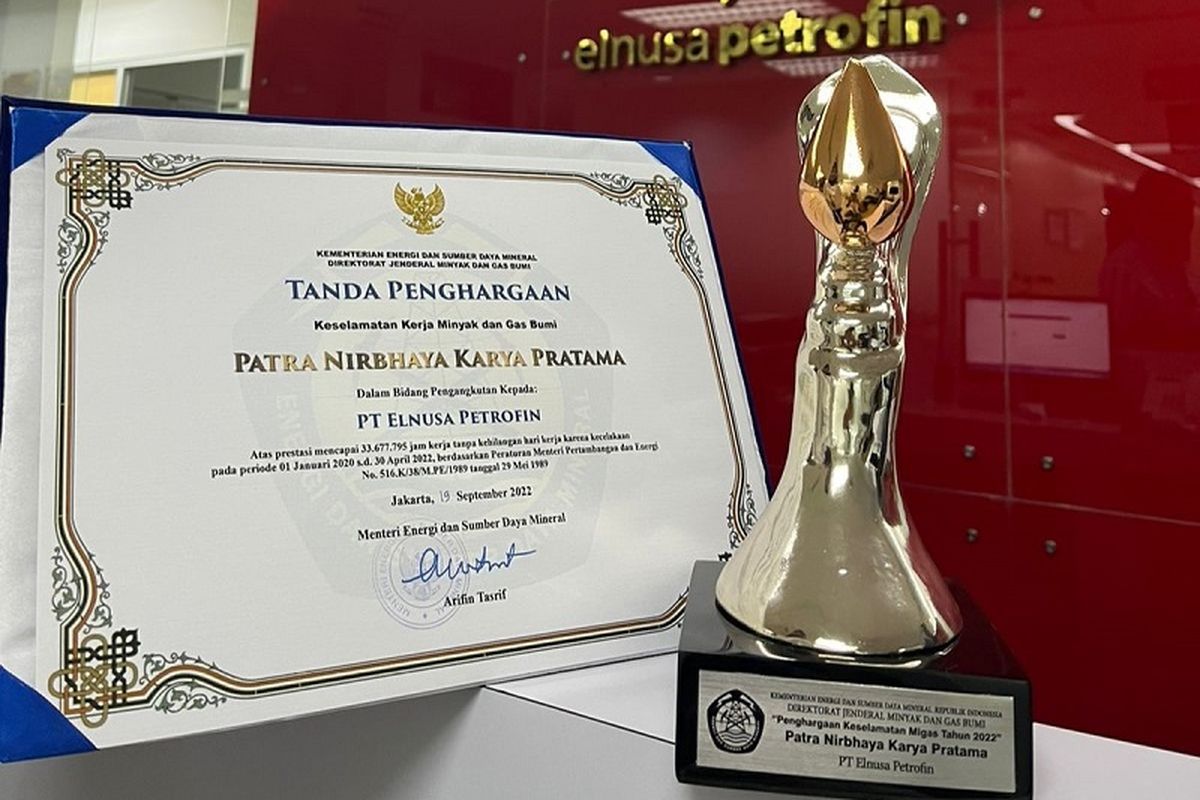 PT Elnusa Petrofin (EPN) berhasil meraih penghargaan pada kategori Patra Nirbhaya Karya Pratama dari Kementerian ESDM dalam acara Penganugerahan Keselamatan Migas 2022 di Bandung, Jumat (4/11/2022). 