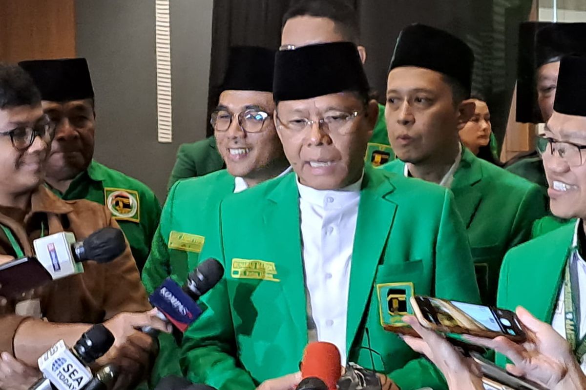 Plt Ketua Umum (Ketum) Partai Persatuan Pembangunan (PPP) Mardiono saat ditemui usai menghadiri acara perayaan Hari Lahir (Harlah) ke-50 PPP di ICE BSD, Tangerang, Jumat (17/2/2023). 