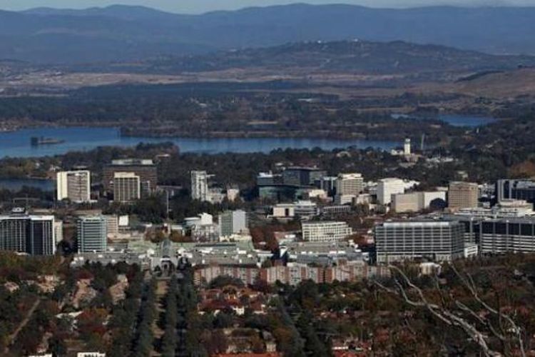 Pemandangan pusat kota Canberra, Australia.