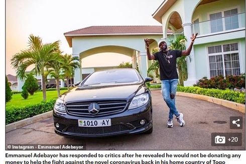 Adebayor Pamer 9 Mobil Mewah Setelah Tolak Beri Sumbangan untuk Perangi Covid-19