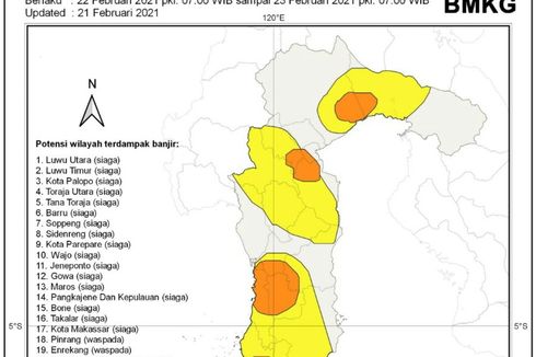 BMKG Keluarkan Peringatan Dini Siaga Bencana 17 Kabupaten dan Kota di Sulsel