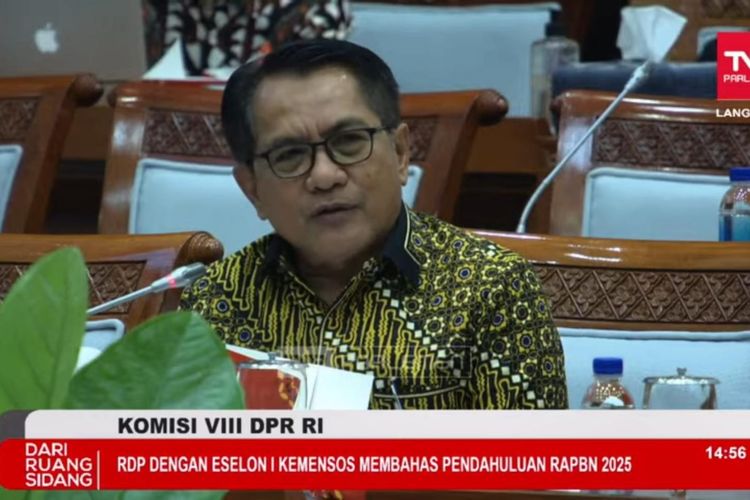 Anggota Komisi VIII DPR RI, John Kenedy Azis dalam Rapat Dengar Pendapat (RDP) Komisi VIII DPR RI dengan Eselon I Kemensos di Gedung DPR RI, Jakarta, Selasa (21/5/2024).