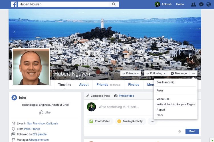 Pemblokiran akun Facebook melalui desktop