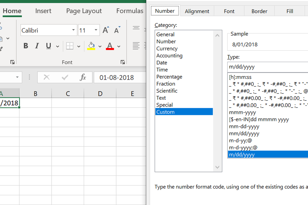 cara mengatur format tanggal di excel