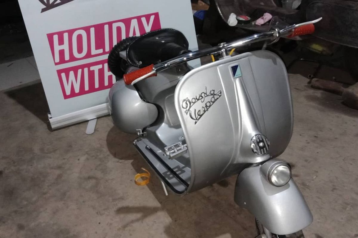 Salah satu sepeda mirip Vespa buatan Yuliadi yang ikut meramaikan gelaran Indonesia Scooter Festival (ISF) 2018 di Yogyakarta pada 22-23 September.