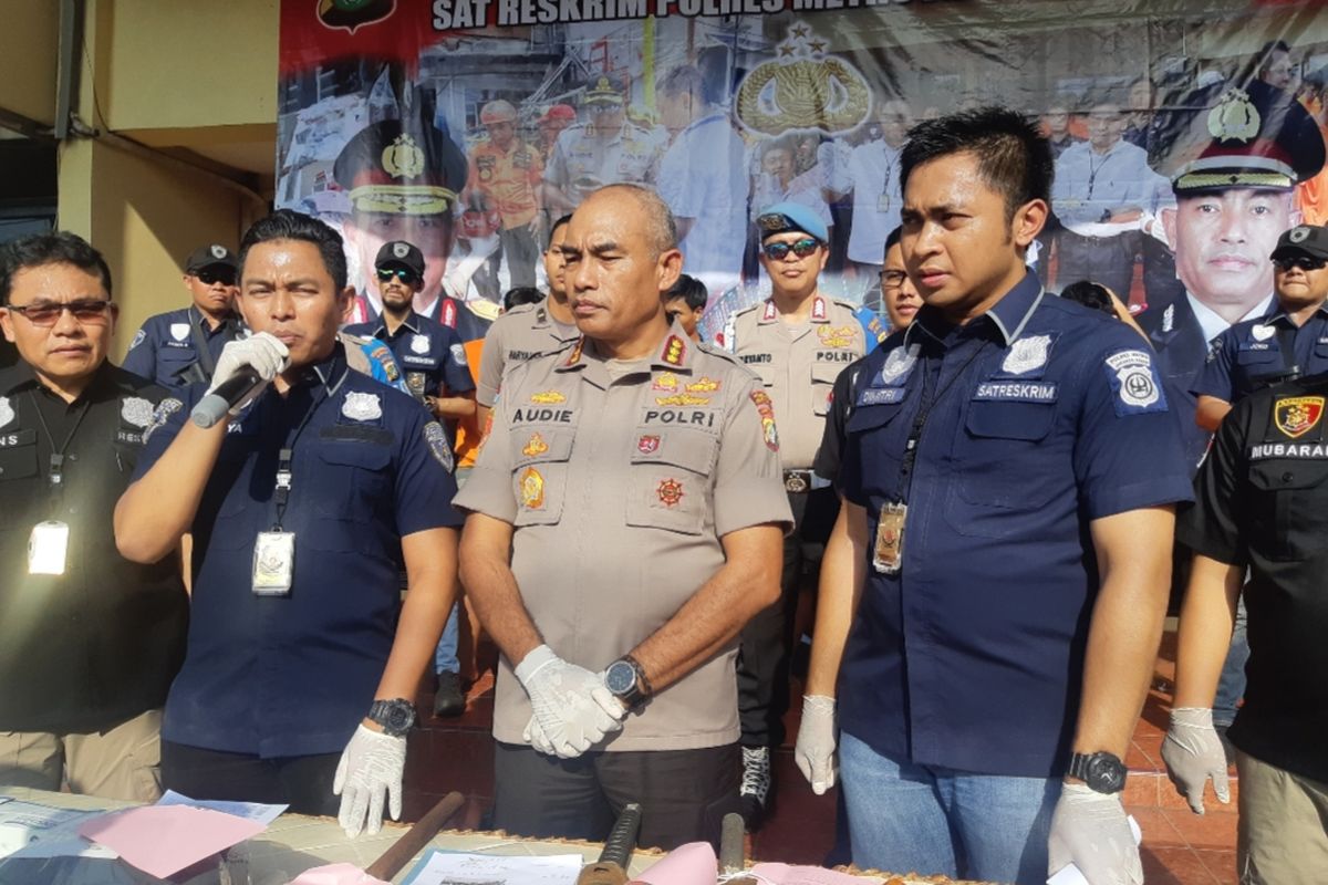 Konferensi pers kasus tawuran 2 geng di Polres Metro Jakarta Barat, Rabu (15/1/2020)