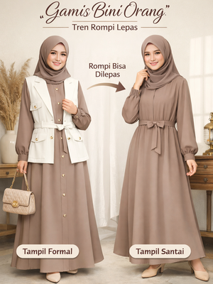 Tren Baju Gamis Lebaran 2026 Mulai Ramai: Model ?Gamis Bini Orang? Jadi Tren Viral.