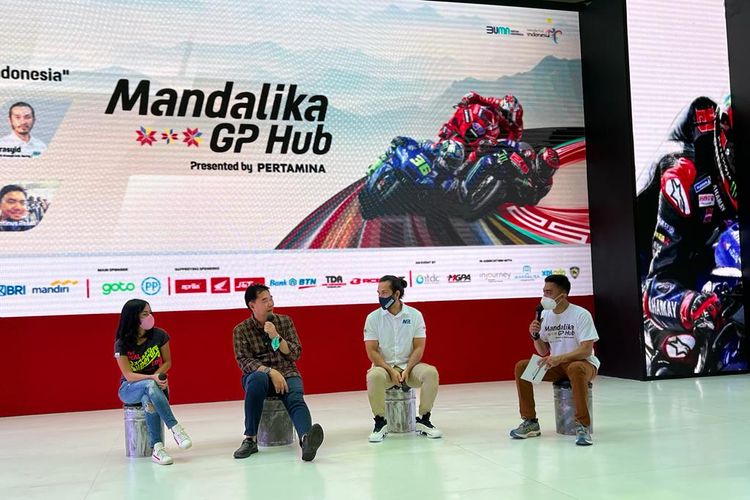 Talkshow bertajuk Atmosfer MotoGP di Indonesia, di Mandalika GP Hub di Epicentrum Walk Mall, Kuningan, Jakarta, Minggu (13/3/2022)