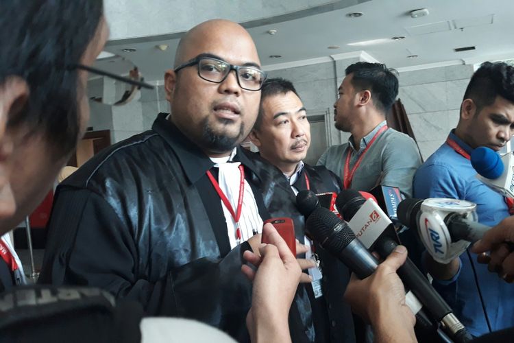 Kuasa hukum Partai Perindo Ricky Margono usai sidang pengajuan uji materi Undang-Undang Nomor 7 Tahun 2017 tentang Pemilihan Umum di Mahkamah Konsitusi, Rabu (18/7/2018).