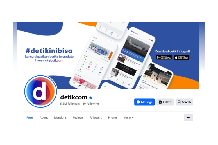 Tangkapan layar laman Facebook resmi Detik.com