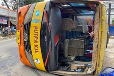 Bus Cikarang-Rangkasbitung Terguling di Lebak, Lima Orang Terluka