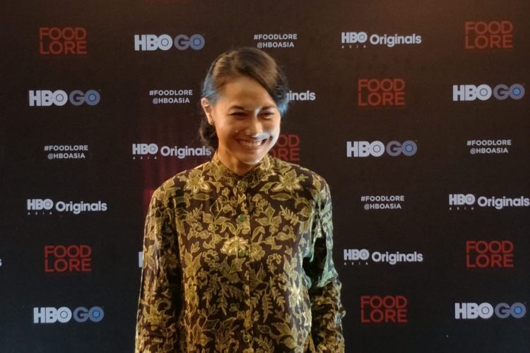 Putri Ayudya dalam jumpa pers peluncuran Serial drama antologi HBO, Food Lore di Grand Hyatt, Thamrin, Jakarta Pusat, Kamis, (24/10/2019)