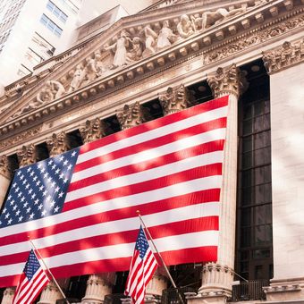Ilustrasi Wall Street, bursa saham AS New York Stock Exchange. 