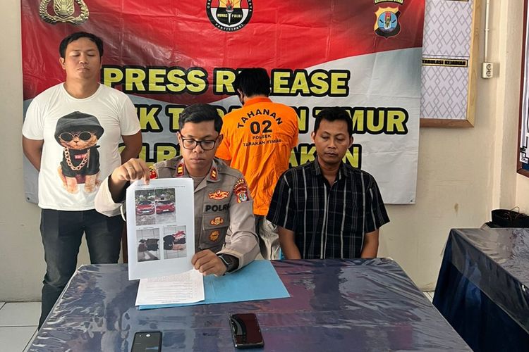 Pers rilis pengungkapan kasus asusila gadis SD di Tarakan, Kalimantan Utara, oleh seorang sopir taksi online.
