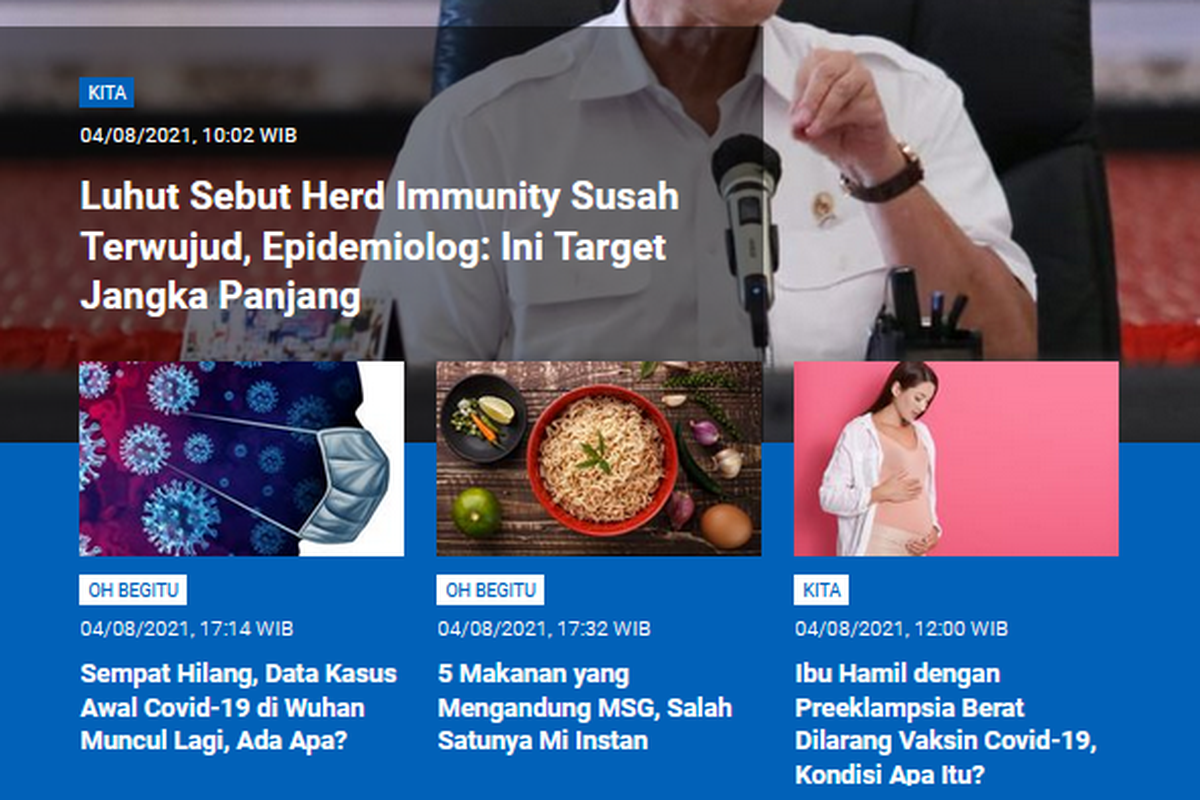 Mulai dari pembahasan soal herd immunity terkait Covid-19 hingga anek macam makanan yang mengandung MSG menjadi berita populer Sains 4 Agustus 2021.

