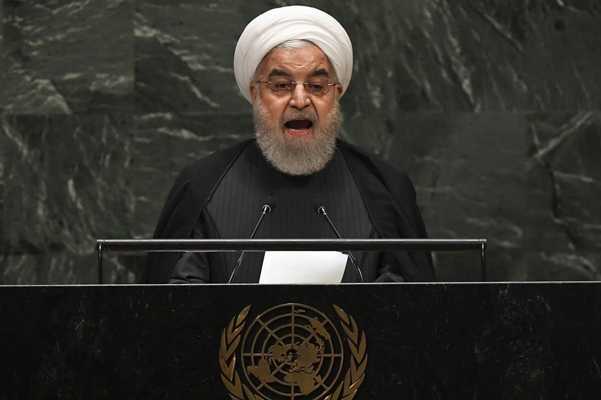 Presiden Iran Hassan Rouhani berbicara dalam Sidang Umum PBB, pada Rabu (25/9/2019).