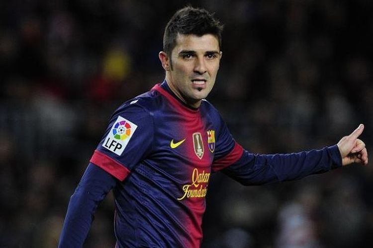 David Villa saat masih memperkuat FC Barcelona dalam laga Copa del Rey kontra Alaves, di Stadion Camp Nou, 28 November 2012.