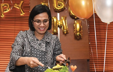 Menteri Keuangan Sri Mulyani Indrawati merayakan ulang tahunnya yang ke-56, Senin (26/8/2019). 