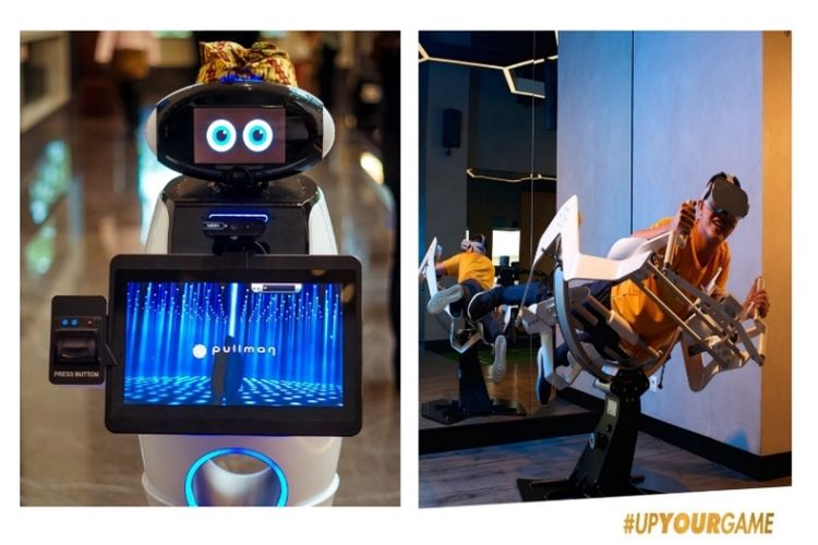 Teknologi artificial intelligence (AI) pada robot lobby ambassador bernama Mano The Robot dan ICAROS VR di Pullman Bandung Grand Central.