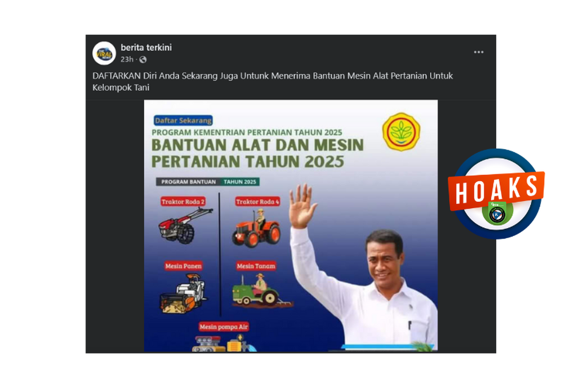 Hoaks, tautan diklaim untuk akses bantuan alat pertanian 2025