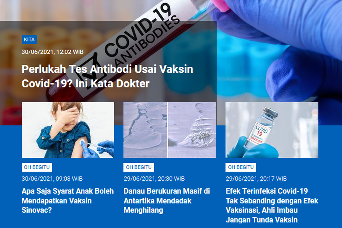 Kolase berita populer Sains ι.com edisi 30 Juni 2021.