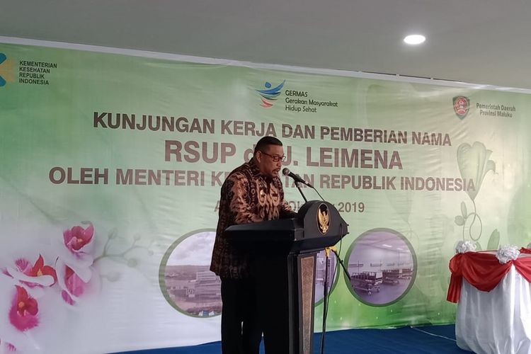 Gubernur Maluku Murad Ismail saat memberikan sambutan dalam acara pengresmian nama dr Johanes Leimena sebagai nama rumah sakit umum pusat (RSUP) Ambon di rumah sakit tersebut, Rabu (16/10/2019).