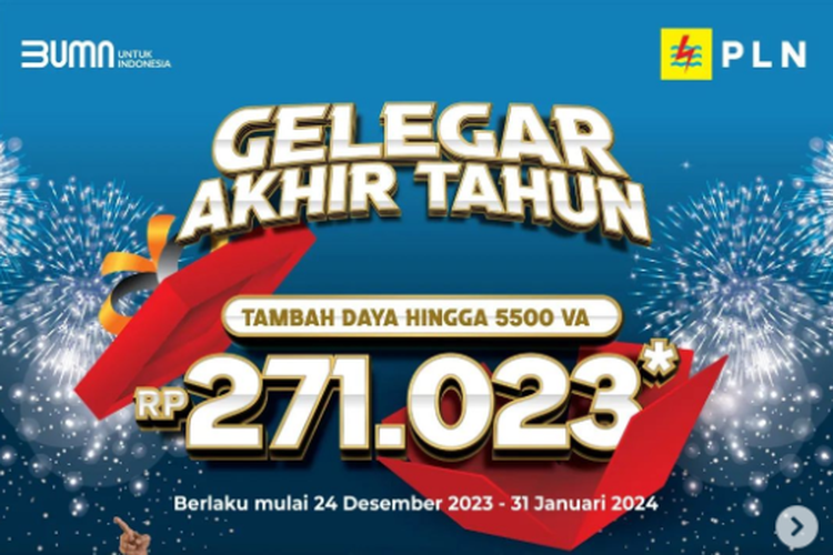 Promo tambah daya listrik PLN dalam rangka menyambut tahun baru 2024