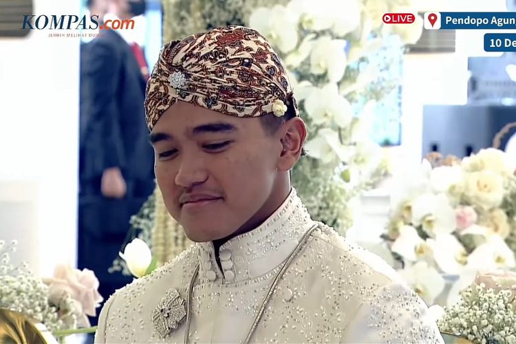 Kaesang Pangarep jelang akad nikahnya dengan Erina Gudono di Pendopo Royal Ambarrukmo, Sabtu (10/12/2022).