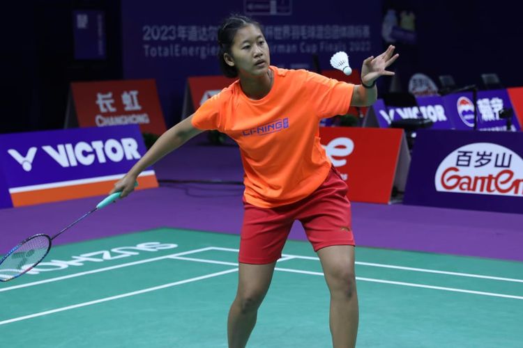 Putri Kusuma Wardani termasuk dalam susunan pemain Indonesia vs Thailand pada laga penentuan juara Grup B Piala Sudirman 2023 di Suzhou Olympic Sports Centre, Kamis (18/5/2023). 