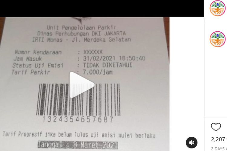 Sanski Uji Emisi untuk tarif parkir tertinggi