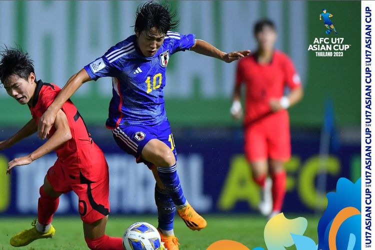 Jepang berhasil menjadi juara Piala Asia U17 2023 usai mengalahkan Korea Selatan dengan skor 3-0 pada laga final di Stadion Pathum Thani, Minggu (2/7/2023) malam WIB. (Sumber foto: Tangkapan layar Twitter @afcasiancup)